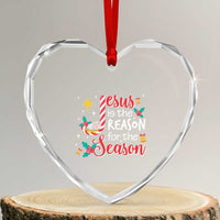 Jesus Is The Reason For The Season Heart Crystal Glass Ornament Christmas Jolly Bell - Wonder Print Shop