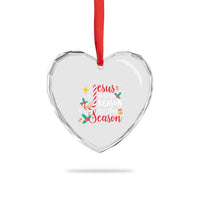 Jesus Is The Reason For The Season Heart Crystal Glass Ornament Christmas Jolly Bell - Wonder Print Shop