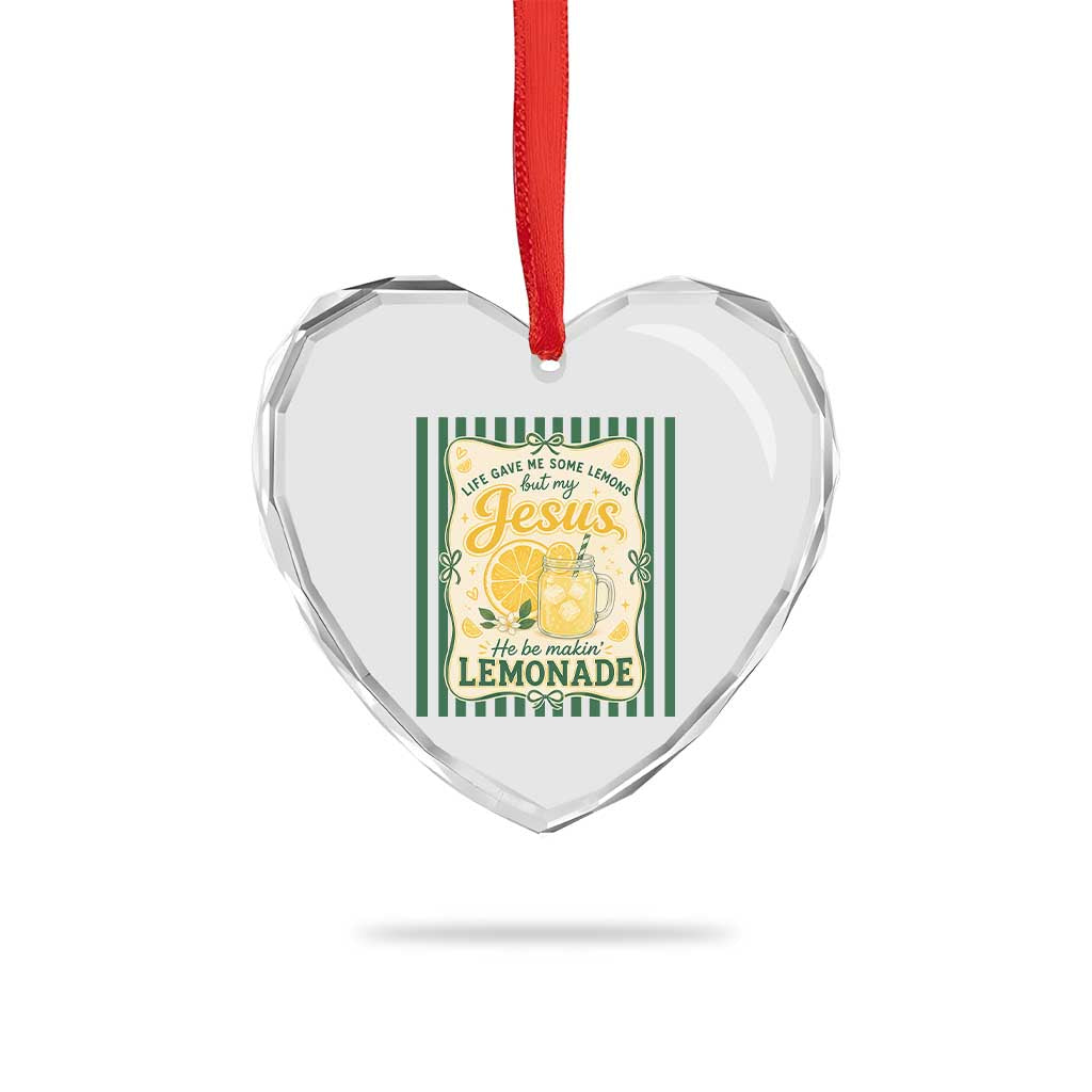 Jesus Lemonade Heart Crystal Glass Ornament Funny Christian Life Gave Me Lemons But My Jesus Makes Lemonade