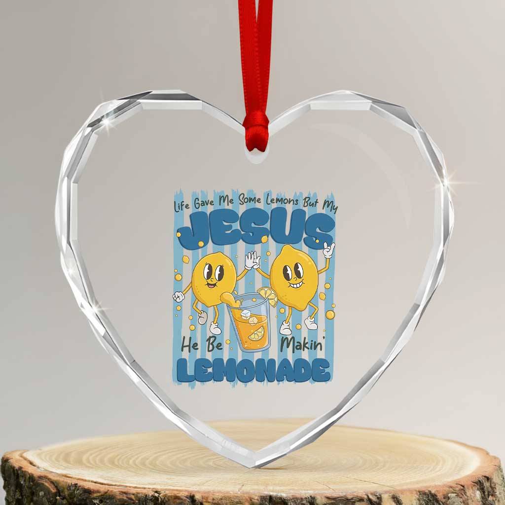Jesus Lemonade Heart Crystal Glass Ornament Life Gave Me Some Lemons