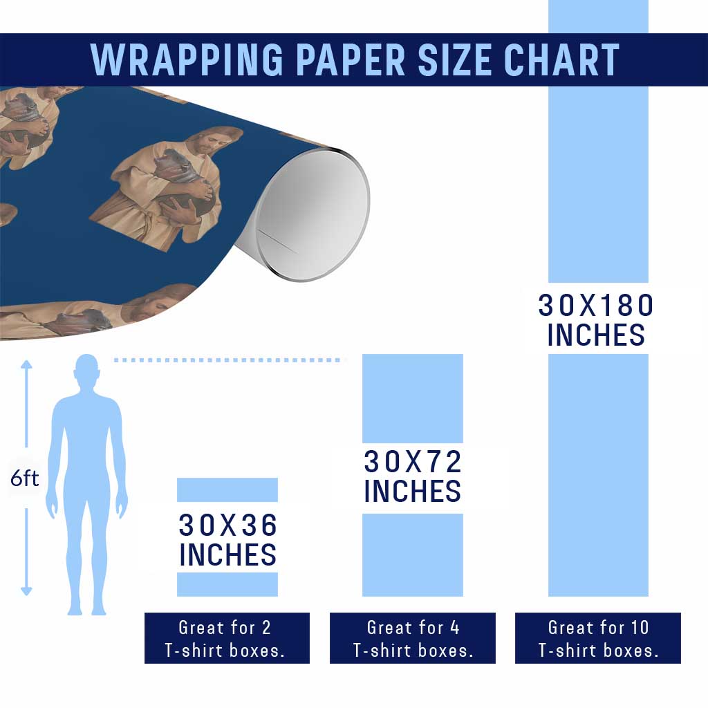 Jesus Loves Moo Deng Wrapping Paper Roll Bouncy Pig Cute Pygmy Hippo Meme