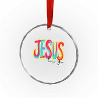 Jesus Loves You Colorful Brush Stroke Christian Crystal Glass Ornament Faith Inspirational Religious Gift for Believers