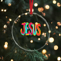 Jesus Loves You Colorful Brush Stroke Christian Crystal Glass Ornament Faith Inspirational Religious Gift for Believers