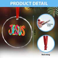 Jesus Loves You Colorful Brush Stroke Christian Crystal Glass Ornament Faith Inspirational Religious Gift for Believers