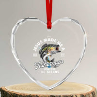 Jesus Made Me A Fisherman I Catch He Cleans Heart Crystal Glass Ornament Christian Fisher - Wonder Print Shop