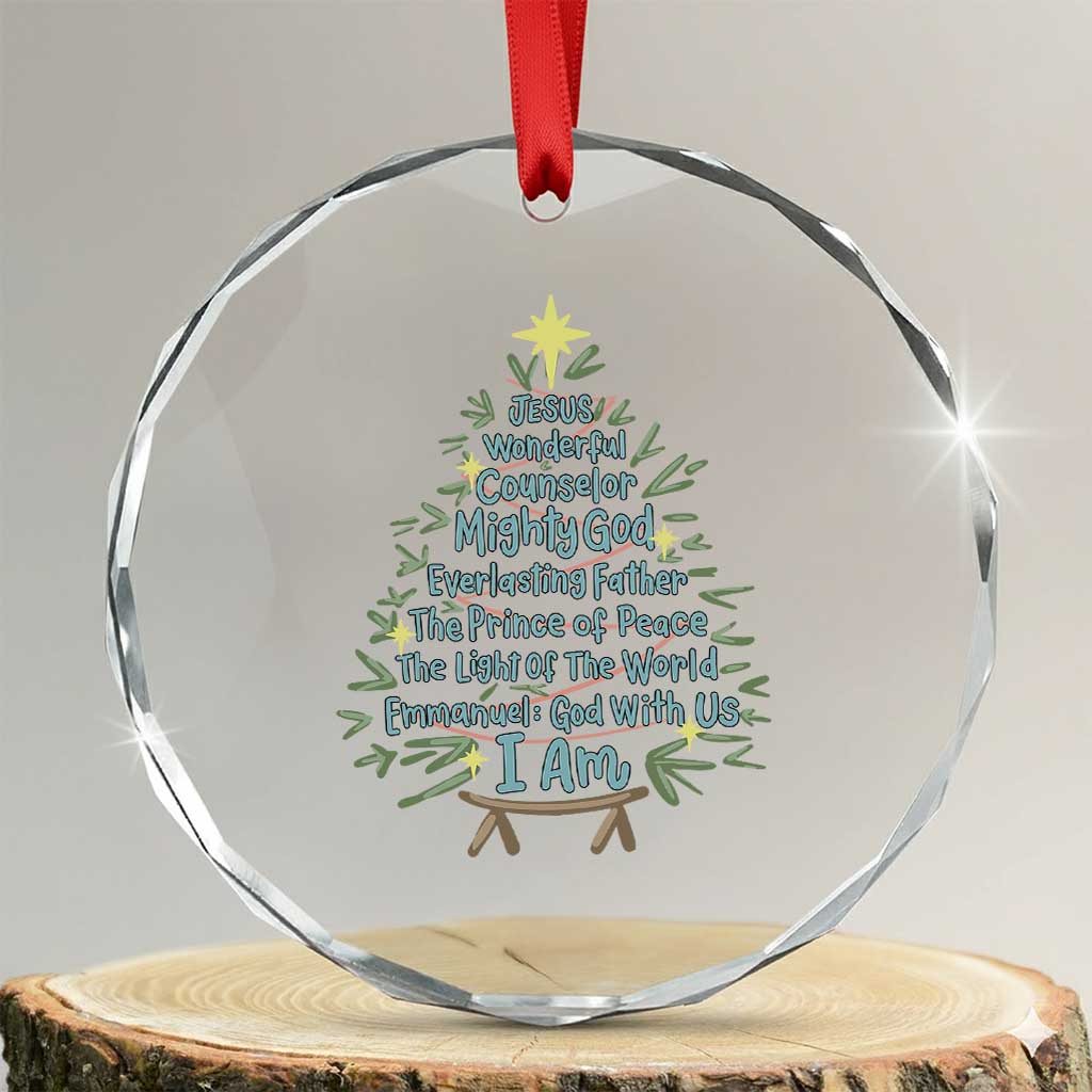Jesus Names Christmas Tree Crystal Glass Ornament Christian Bible Verse Xmas - Wonder Print Shop