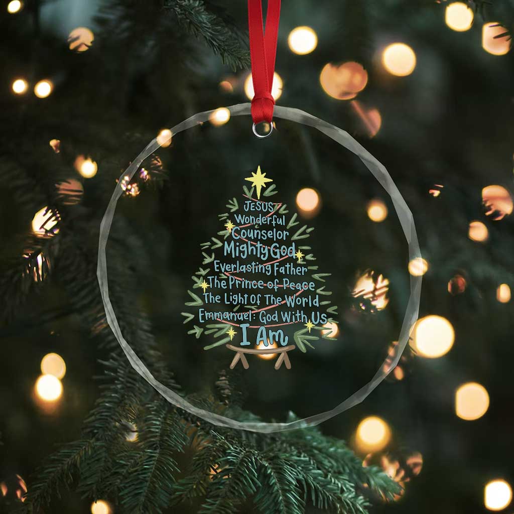 Jesus Names Christmas Tree Crystal Glass Ornament Christian Bible Verse Xmas - Wonder Print Shop