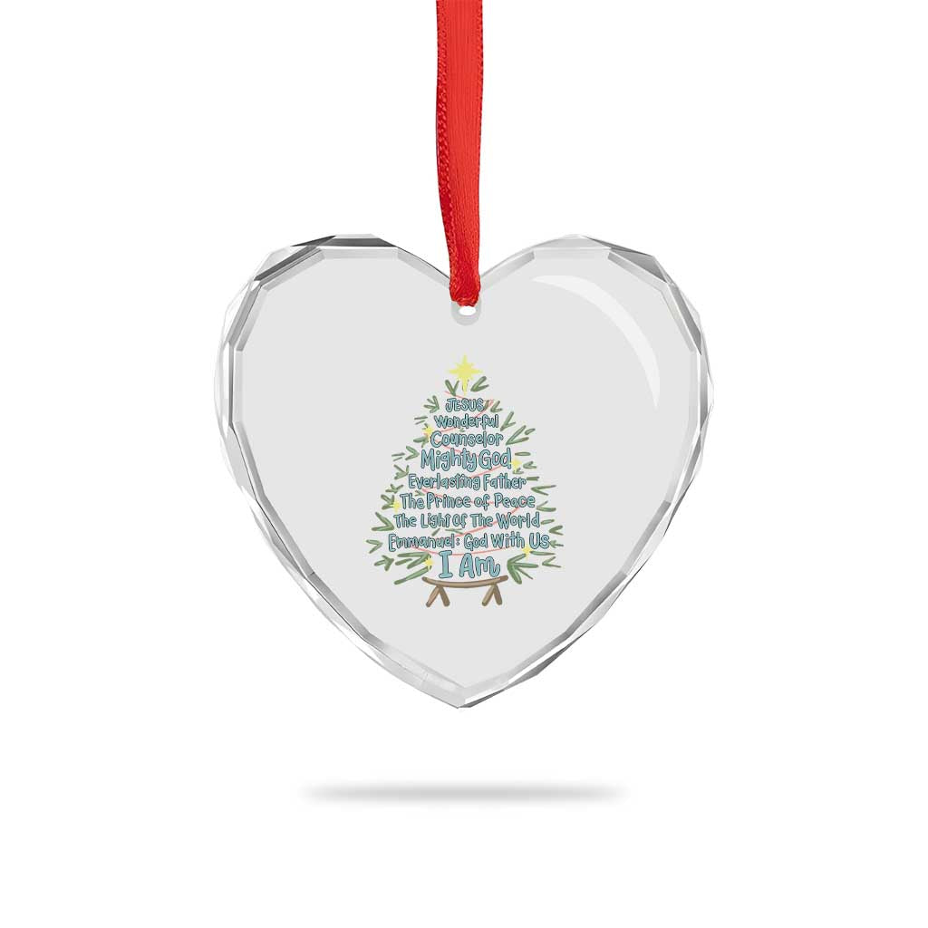 Jesus Names Christmas Tree Heart Crystal Glass Ornament Christian Bible Verse Xmas - Wonder Print Shop