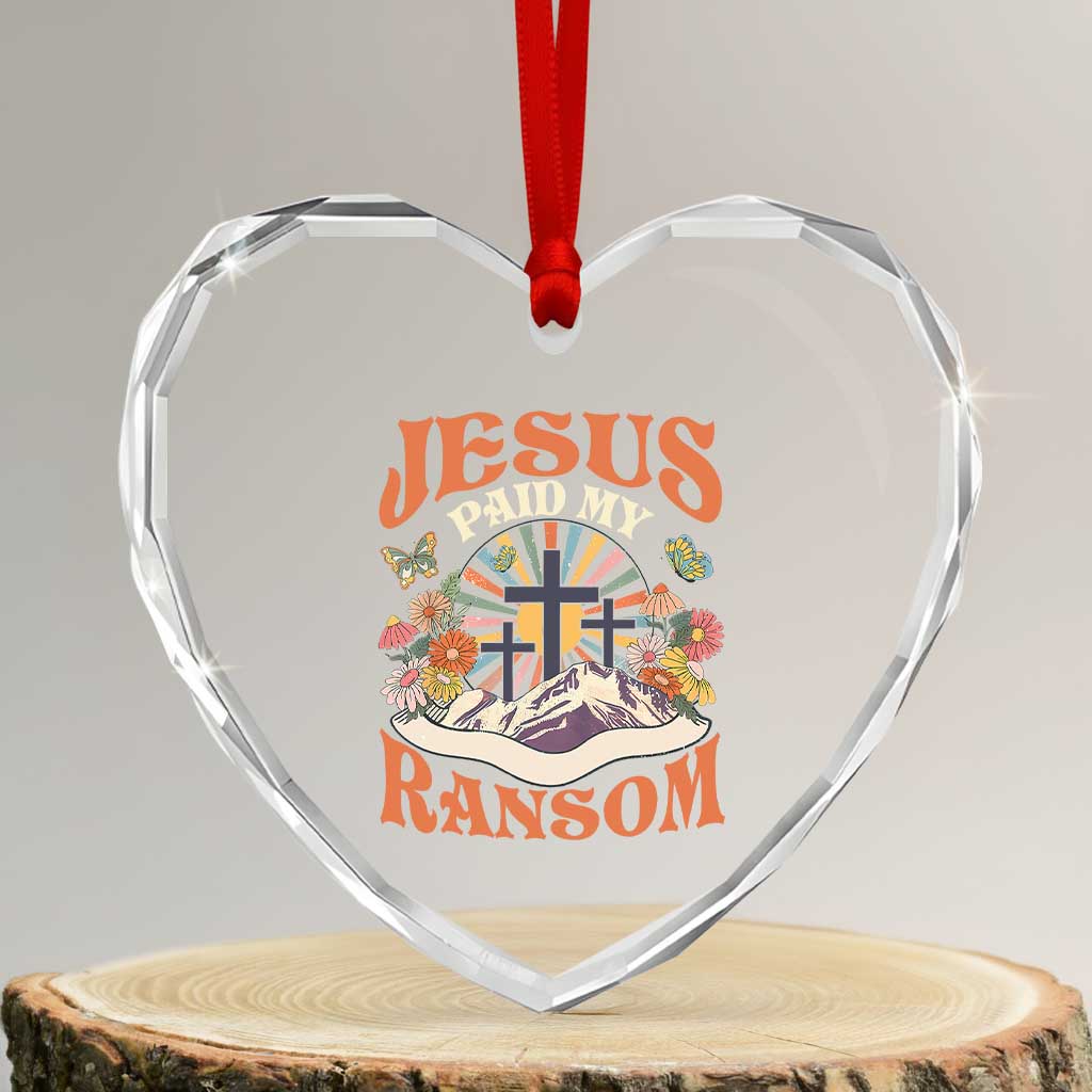 Jesus Paid My Ransom Heart Crystal Glass Ornament Jesus Christian Faith Good Friday Bible Verse - Wonder Print Shop