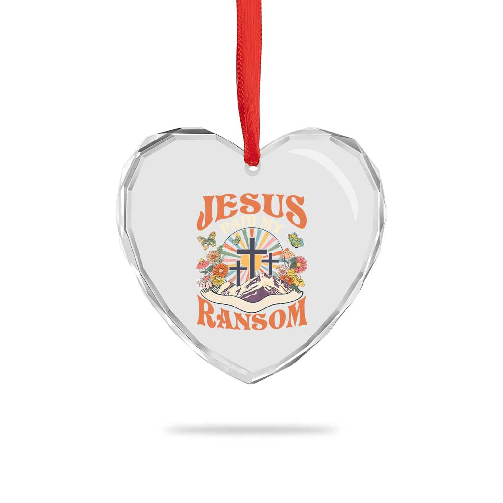 Jesus Paid My Ransom Heart Crystal Glass Ornament Jesus Christian Faith Good Friday Bible Verse - Wonder Print Shop
