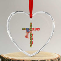 Jesus Patriotic Christmas Heart Crystal Glass Ornament Loves Jesus And America Too - Wonder Print Shop