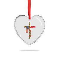 Jesus Patriotic Christmas Heart Crystal Glass Ornament Loves Jesus And America Too - Wonder Print Shop