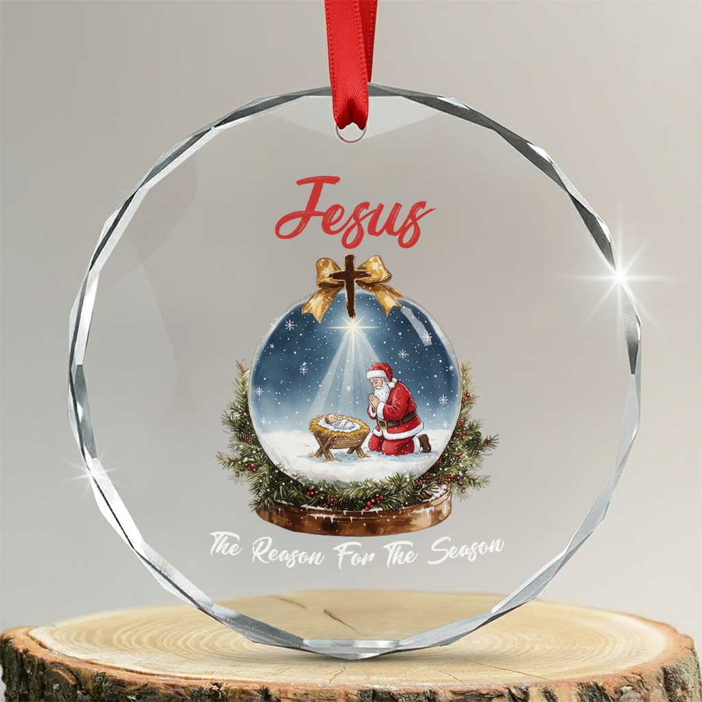 Jesus Santa Christmas Crystal Glass Ornament The Reason For The Season - Wonder Print Shop