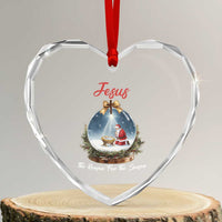 Jesus Santa Christmas Heart Crystal Glass Ornament The Reason For The Season - Wonder Print Shop