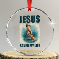 Jesus Saved My Life Crystal Glass Ornament Christian Bible Verse - Wonder Print Shop