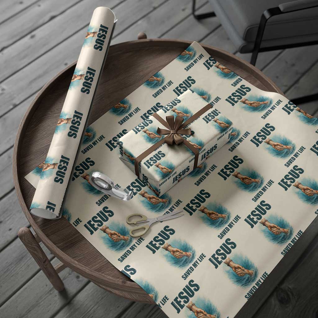 Jesus Saved My Life Wrapping Paper Roll Christian Bible Verse - Wonder Print Shop