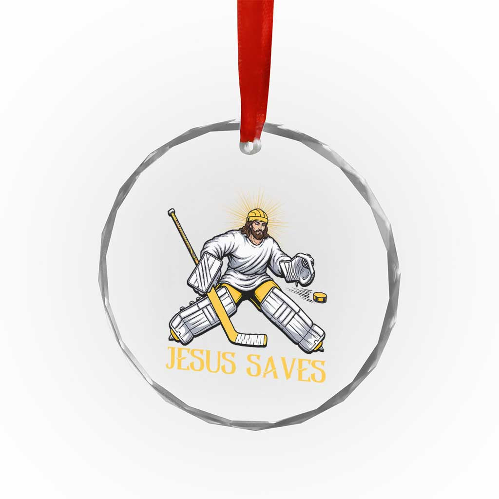 Jesus Saves Crystal Glass Ornament Funny Christian Ice Hockey Goalie Gift - Wonder Print Shop