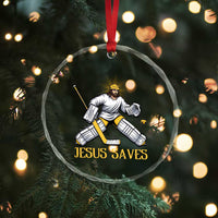 Jesus Saves Crystal Glass Ornament Funny Christian Ice Hockey Goalie Gift - Wonder Print Shop