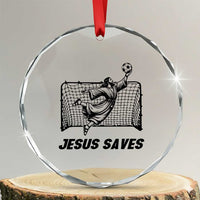 Jesus Saves Crystal Glass Ornament Funny Christian Soccer Goalie