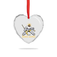 Jesus Saves Heart Crystal Glass Ornament Funny Christian Ice Hockey Goalie Gift - Wonder Print Shop