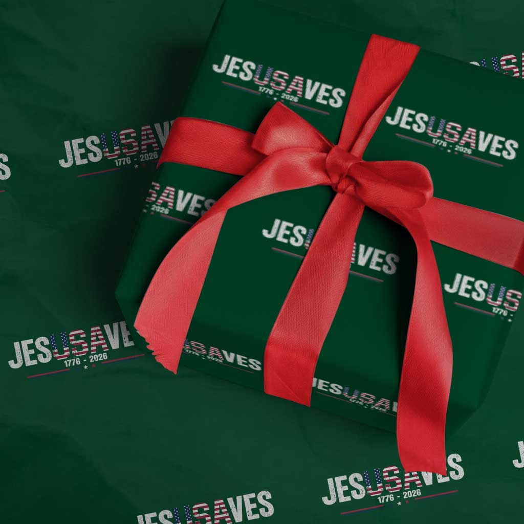 Jesus Saves USA Semiquincentennial 1776 2026 Wrapping Paper Roll Patriotic Christian Faith USA 250 Years of Freedom