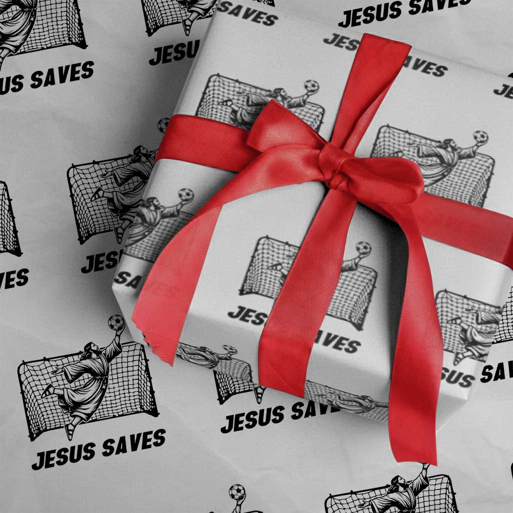 Jesus Saves Wrapping Paper Roll Funny Christian Soccer Goalie