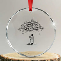 Jesus The Good Shepherd Minimalist Christian Crystal Glass Ornament Sheep Flock Faith Spiritual Inspirational Gift
