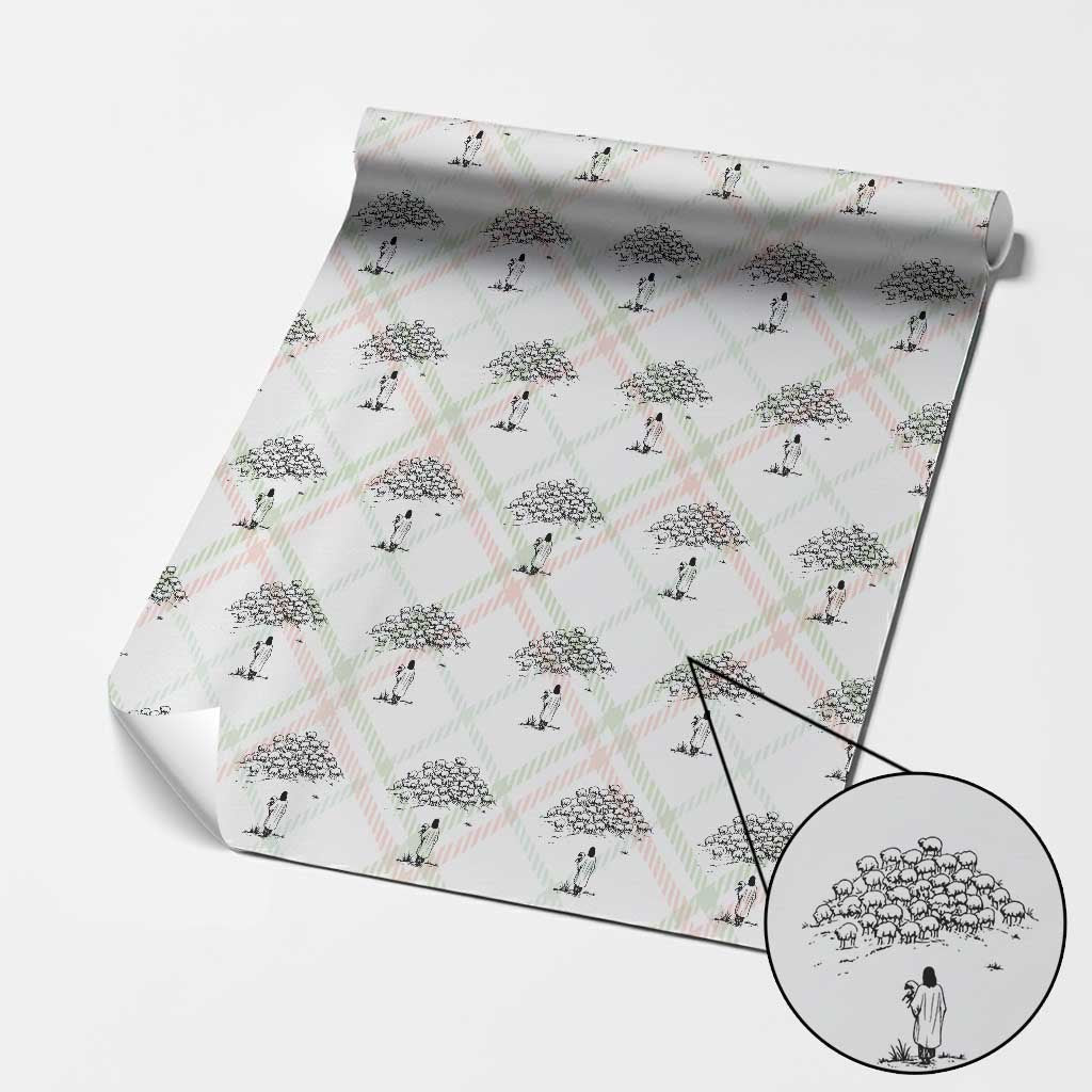 Jesus The Good Shepherd Minimalist Christian Wrapping Paper Roll Sheep Flock Faith Spiritual Inspirational Gift