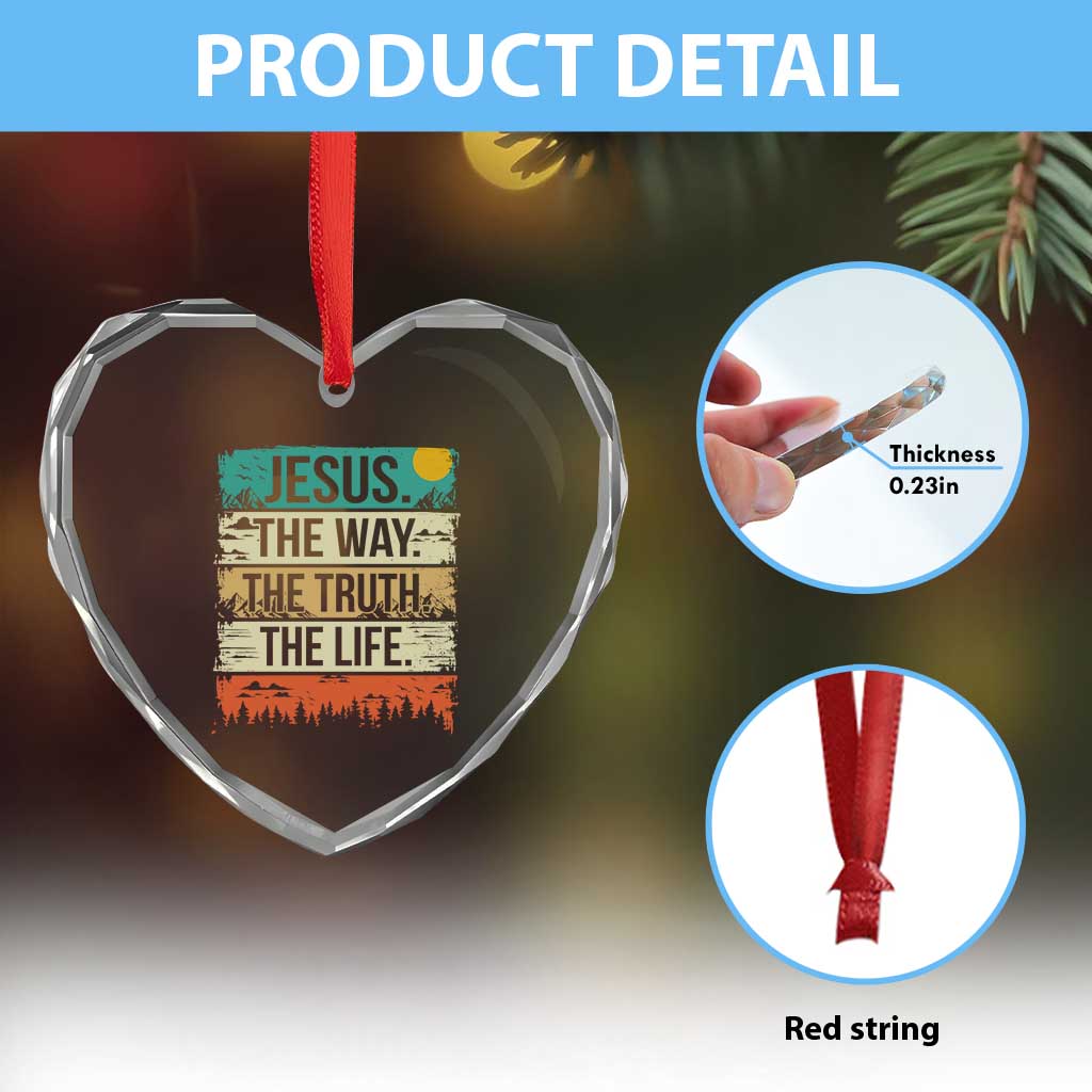 Jesus The Way The Truth The Life Heart Crystal Glass Ornament Blessed Christians - Wonder Print Shop