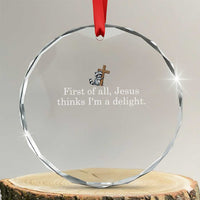 Jesus Thinks I'm A Delight Crystal Glass Ornament Funny Christian Raccoon Sarcastic