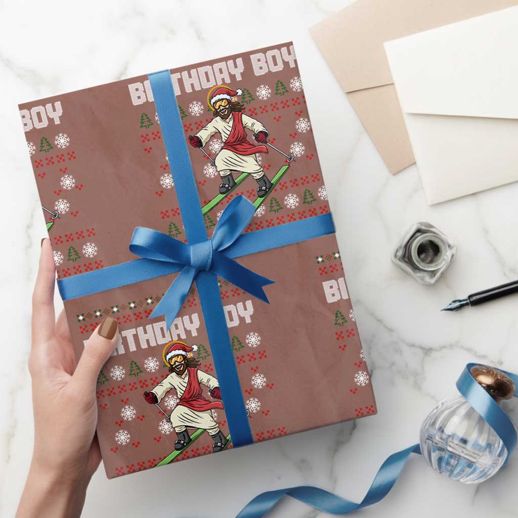 Jesus Xmas Meme Wrapping Paper Roll Snowboard Birthday Boy Ugly Xmas - Wonder Print Shop