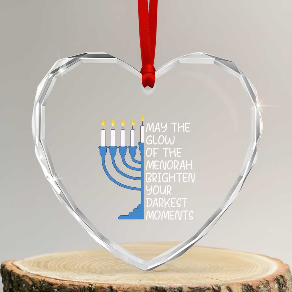 Jewish Faith and Pray Heart Crystal Glass Ornament May The Glow Of The Menorah Brighten Your Darkest Moments - Wonder Print Shop