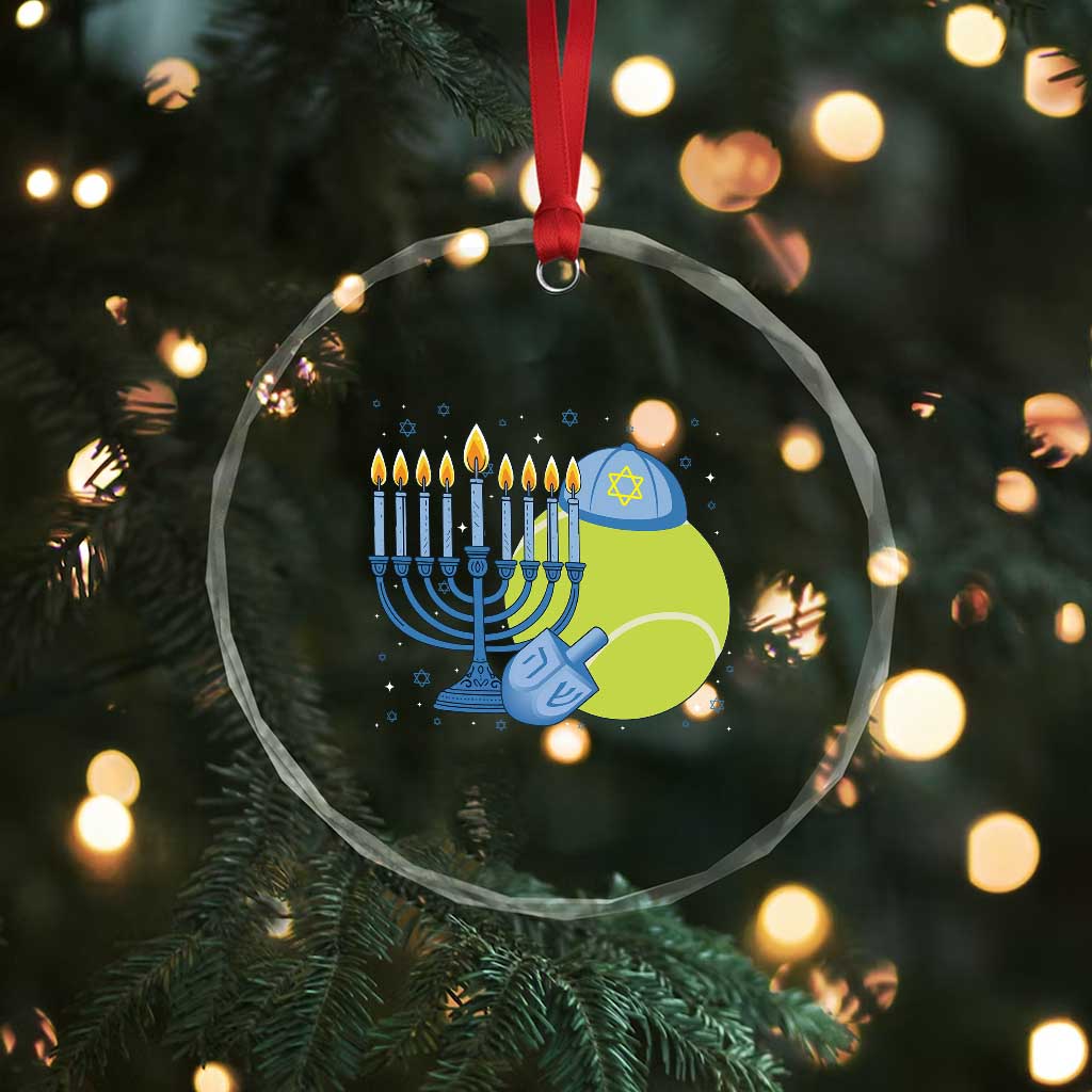 Jewish Tennis Player Hanukkah Crystal Glass Ornament Funny Racquet Lover Gift - Wonder Print Shop