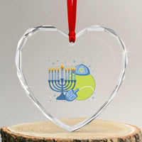 Jewish Tennis Player Hanukkah Heart Crystal Glass Ornament Funny Racquet Lover Gift - Wonder Print Shop