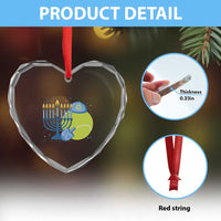 Jewish Tennis Player Hanukkah Heart Crystal Glass Ornament Funny Racquet Lover Gift - Wonder Print Shop
