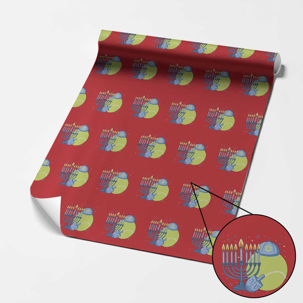 Jewish Tennis Player Hanukkah Wrapping Paper Roll Funny Racquet Lover Gift - Wonder Print Shop