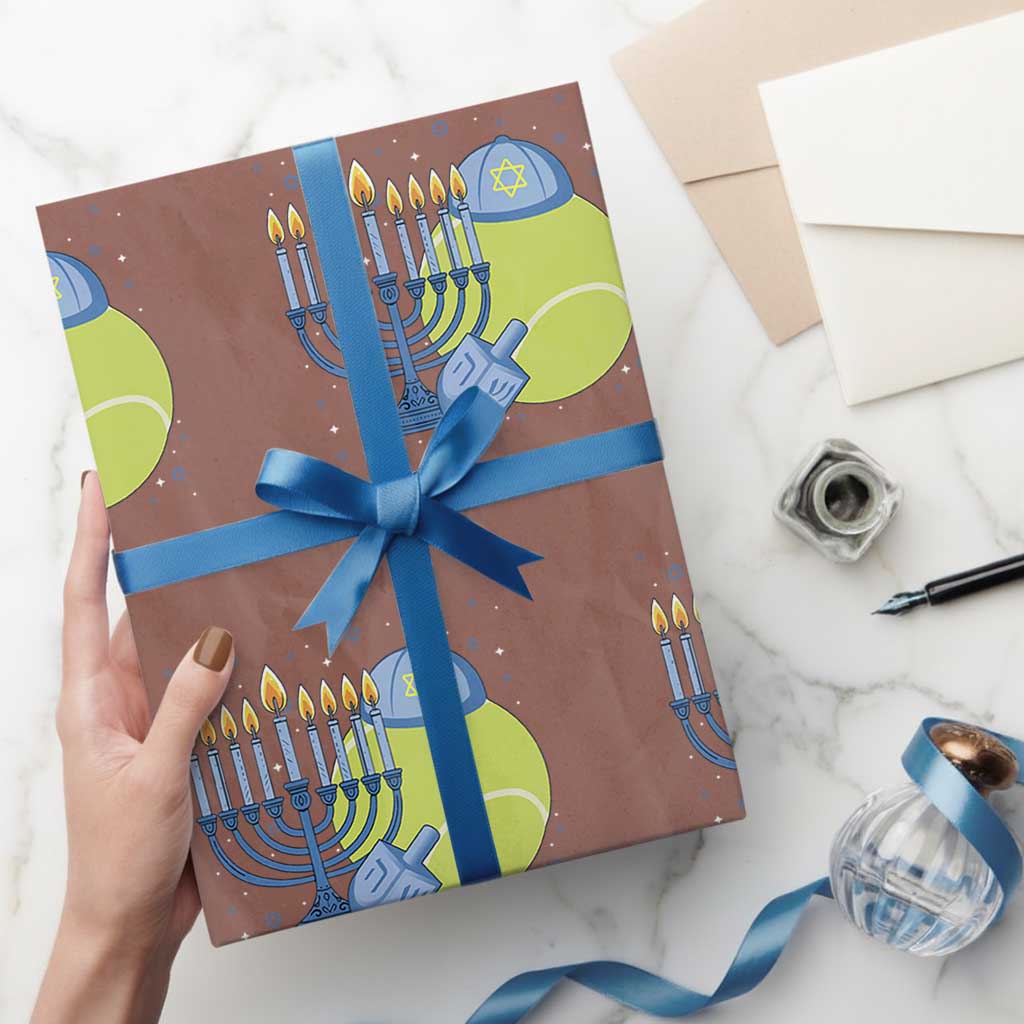 Jewish Tennis Player Hanukkah Wrapping Paper Roll Funny Racquet Lover Gift - Wonder Print Shop