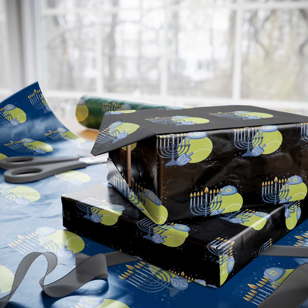 Jewish Tennis Player Hanukkah Wrapping Paper Roll Funny Racquet Lover Gift - Wonder Print Shop