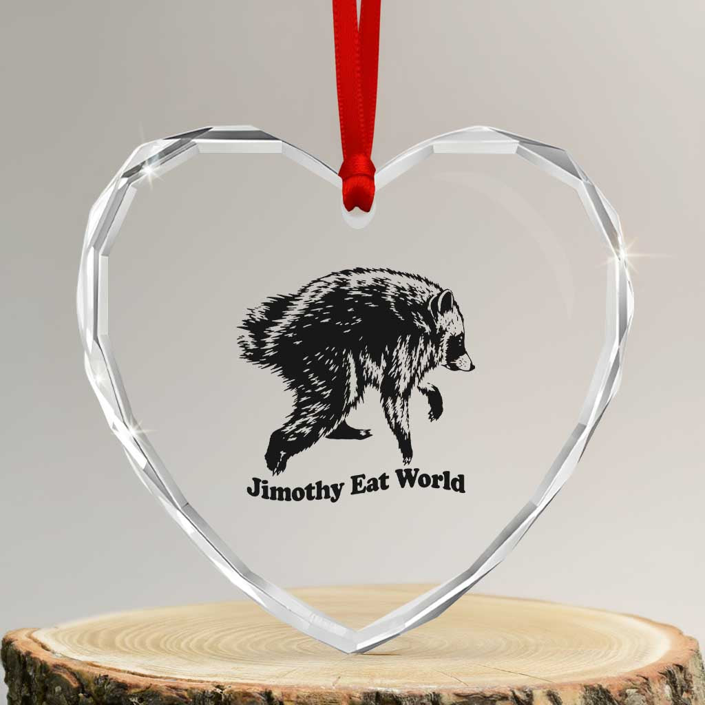 Jimothy Eat World Funny Viral Raccoon Seattle Trash Panda Heart Crystal Glass Ornament