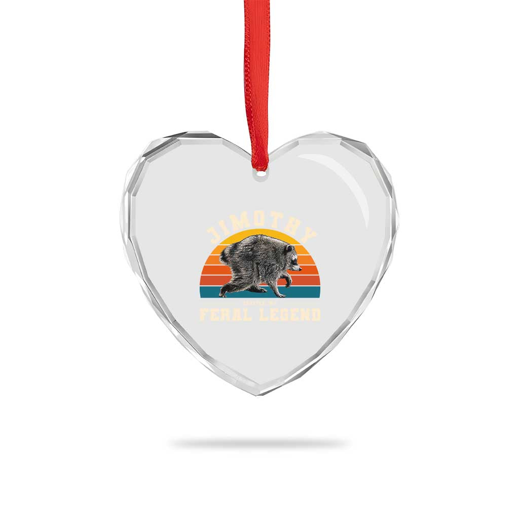 Jimothy from Seattle WA Feral Legend Raccoon Heart Crystal Glass Ornament Viral Trash Panda Vintage Sunset Arch Graphic