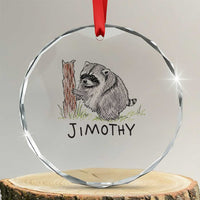 Jimothy Funny Viral Seattle Raccoon Crayon Drawing Graphic Crystal Glass Ornament Trash Panda Feral Legend Supporter