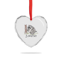 Jimothy Funny Viral Seattle Raccoon Crayon Drawing Graphic Heart Crystal Glass Ornament Trash Panda Feral Legend Supporter