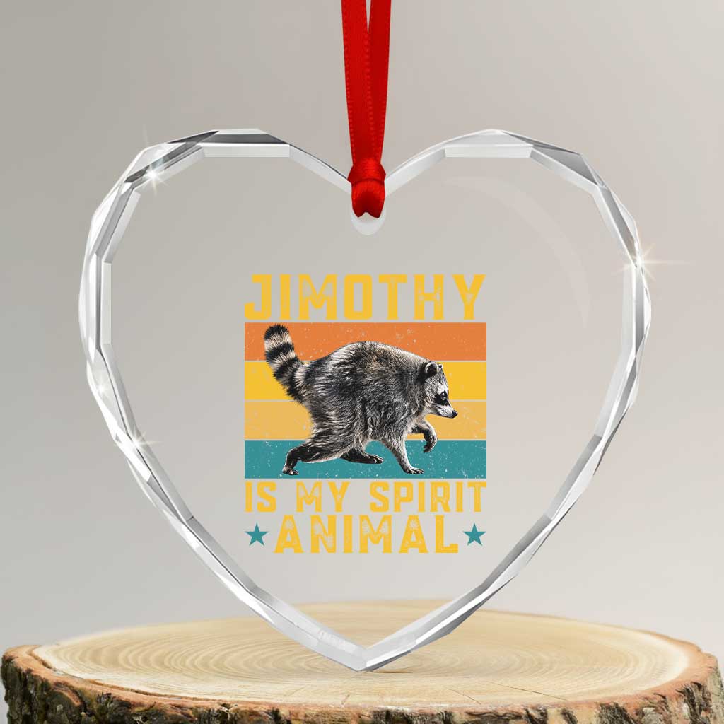 Jimothy Is My Spirit Animal Seattle Raccoon Lover Heart Crystal Glass Ornament Retro Sunset Viral Ballard Trash Panda Graphic