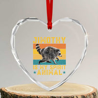Jimothy Is My Spirit Animal Seattle Raccoon Lover Heart Crystal Glass Ornament Retro Sunset Viral Ballard Trash Panda Graphic