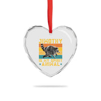 Jimothy Is My Spirit Animal Seattle Raccoon Lover Heart Crystal Glass Ornament Retro Sunset Viral Ballard Trash Panda Graphic