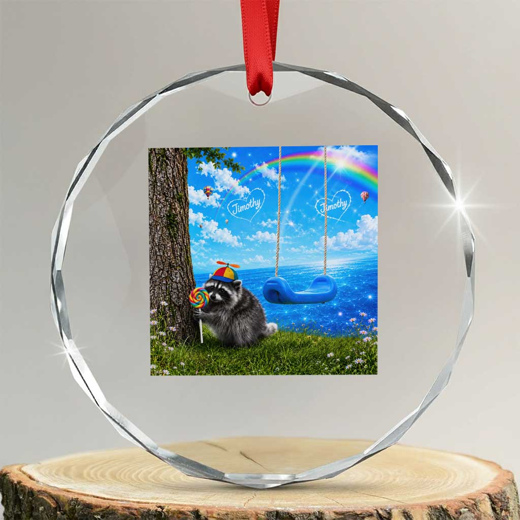 Jimothy Raccoon Dreamcore Crystal Glass Ornament Seattle Trash Panda Gen Z Humor Rainbow Aesthetic