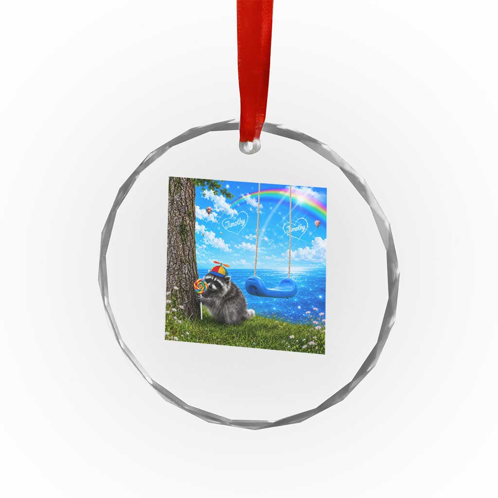 Jimothy Raccoon Dreamcore Crystal Glass Ornament Seattle Trash Panda Gen Z Humor Rainbow Aesthetic