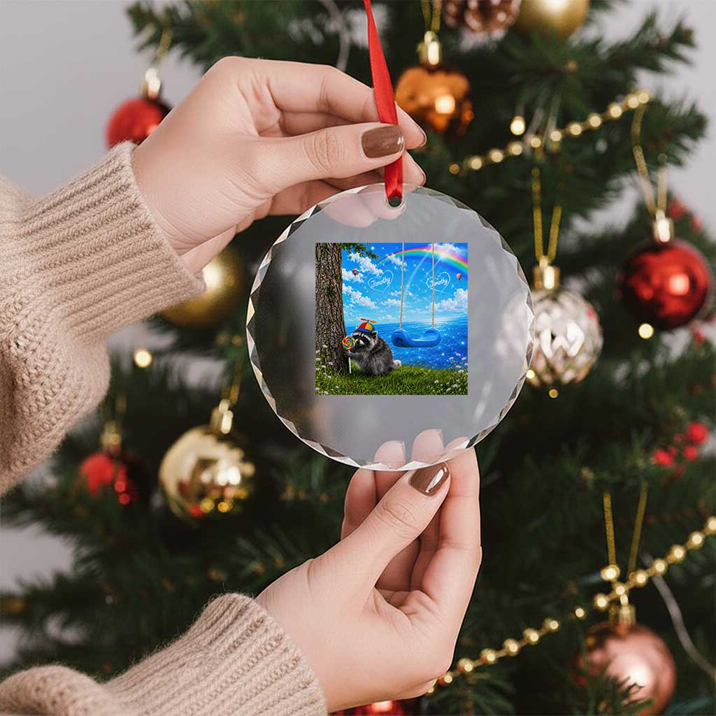 Jimothy Raccoon Dreamcore Crystal Glass Ornament Seattle Trash Panda Gen Z Humor Rainbow Aesthetic