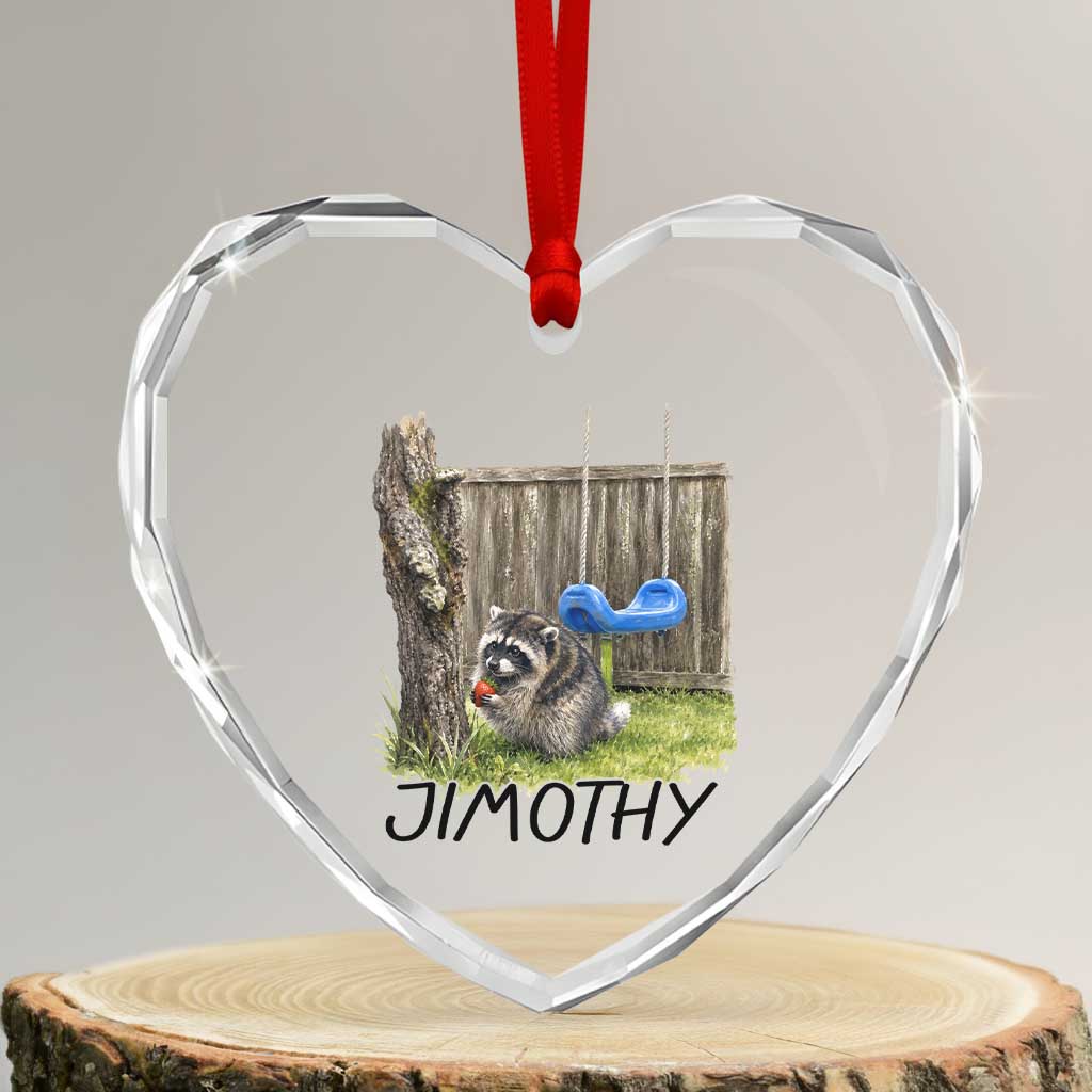Jimothy Raccoon Heart Crystal Glass Ornament Cute Seattle Trash Panda Viral Meme