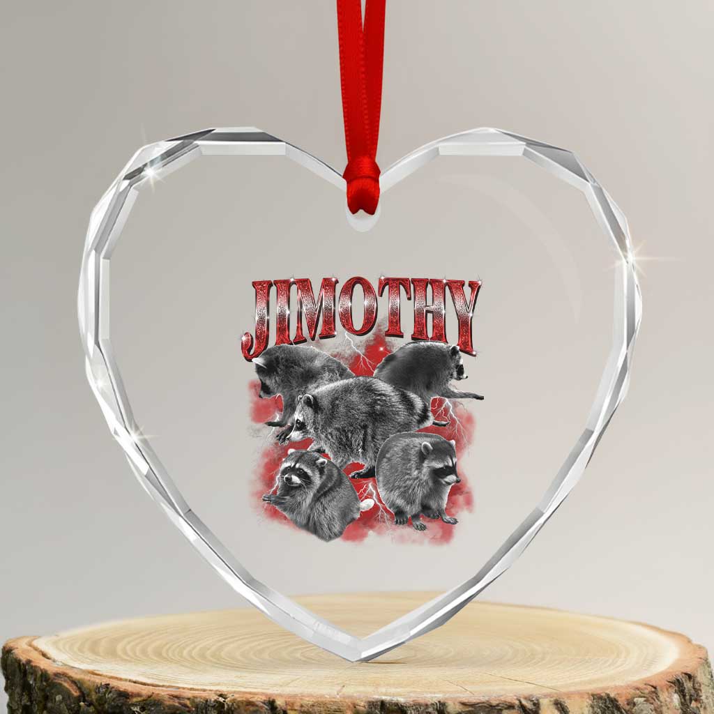 Jimothy Raccoon Heart Crystal Glass Ornament Vintage 90s Bootleg Rap Style Funny Meme